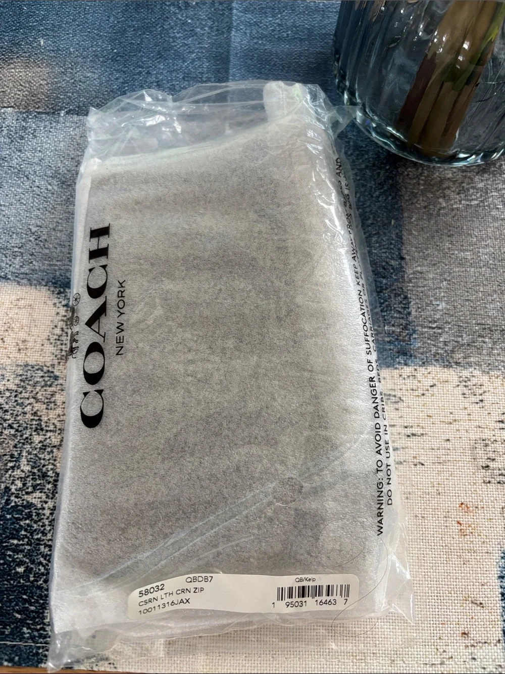 COACH Olive Green Pebbled Leather Wristlet Pouch